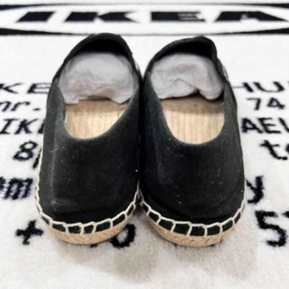Tory Burch Women's Espadrille Flats Poppy Logo Black Canvas Slip-On Shoes Size 7 - Picture 4 of 7